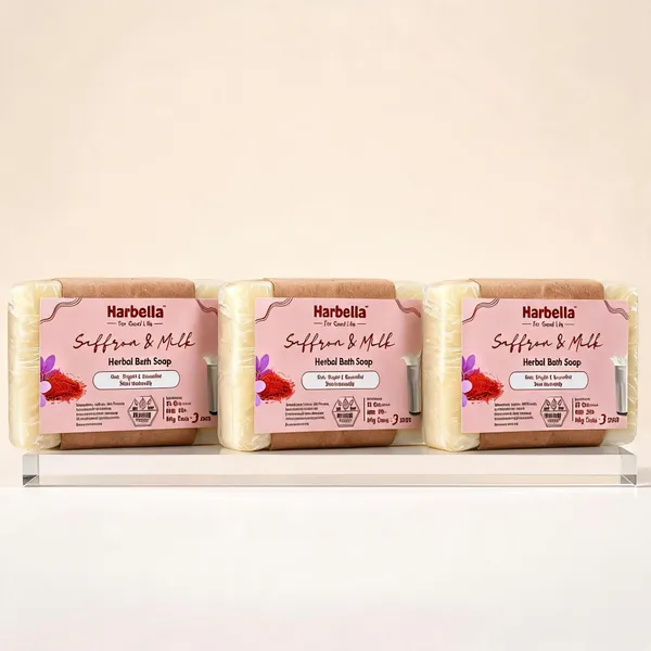 Harbella_Herbal_Soap_Saffron_Milk_75gm_Pack_of_3