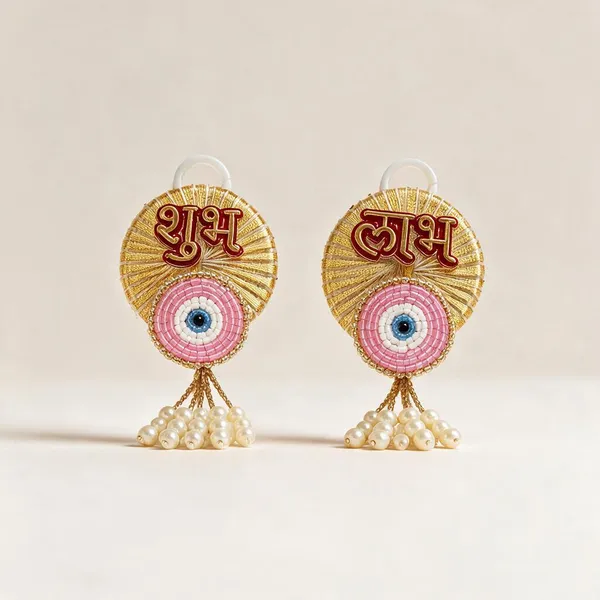 Gold-Tone_Shubh_Labh_Evil_Eye_Wall_Hanging_Set_Of_4