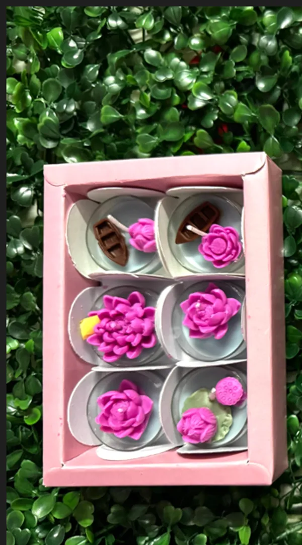 Pink_Floral_Wax_Decorative_Candle_Set_Box_of_6