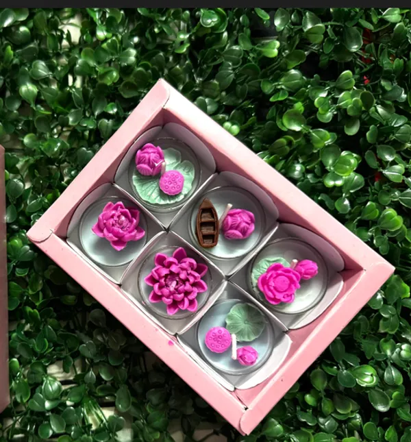 Pink_Floral_Wax_Decorative_Candle_Set_Box_of_6