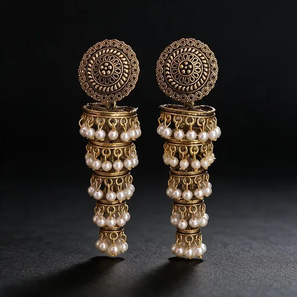 Golden_5_Layer_Pearl_Earing