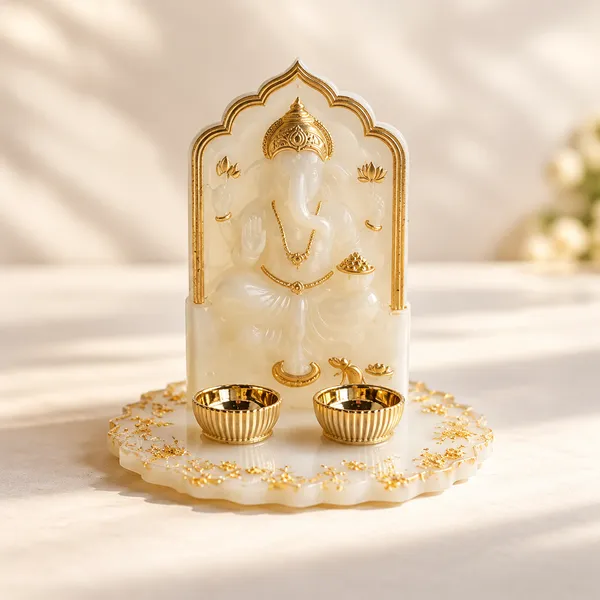 White_Resin_Laxmi_Ganesh_Pooja_Thali