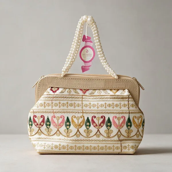 Off_White_Fabric_Embroidered_Shoulder_Bag_for_Women