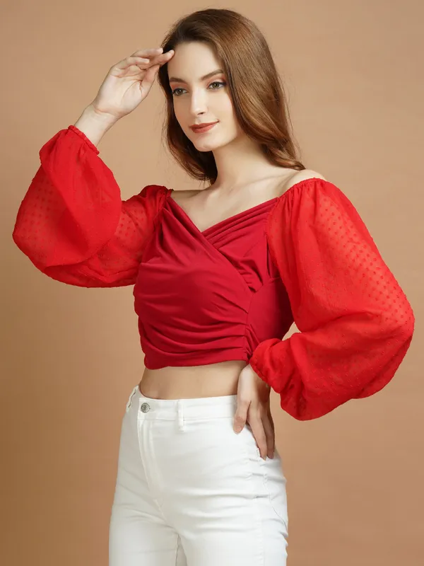 Red_Lycra_Top_For_Women