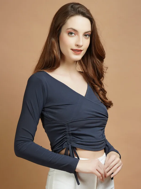 Greyish_Navy_Cotton_Top_For_Women