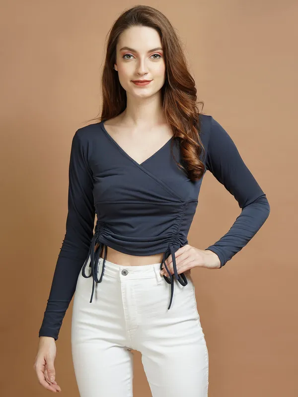 Greyish_Navy_Cotton_Top_For_Women