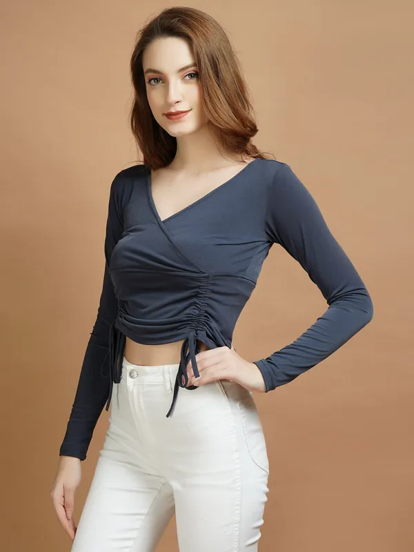 Greyish_Navy_Cotton_Top_For_Women