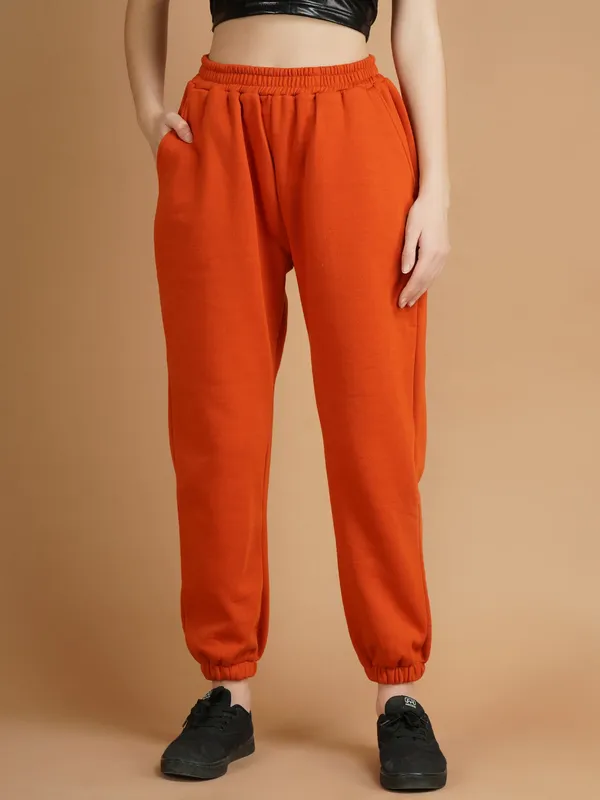 Rust_Cotton_Joggers_For_Women