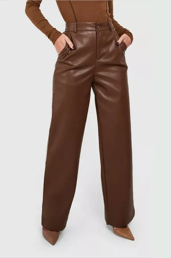 Brown_Faux_Leather_Trousers_For_Women