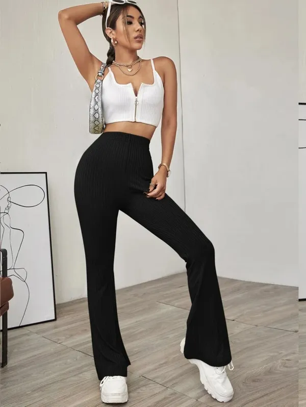 Black_Ribbed_Knit_Trousers_For_Women
