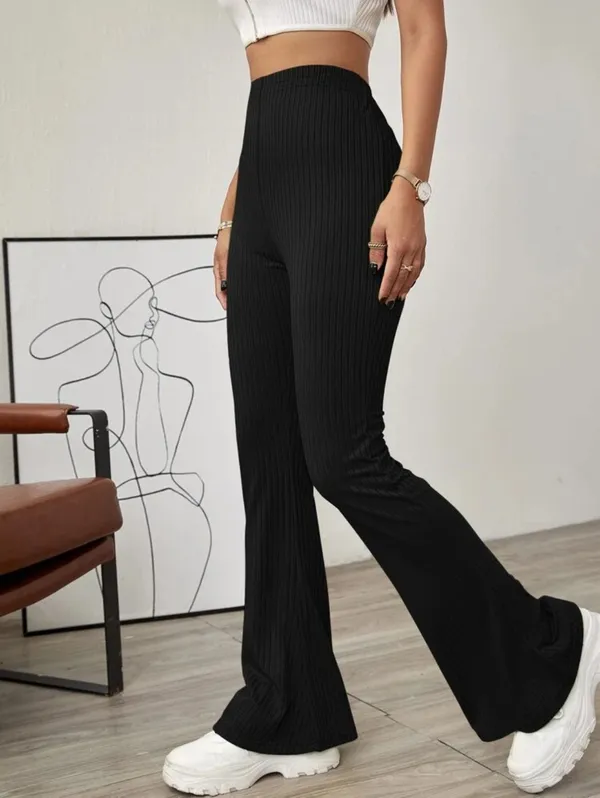 Black_Ribbed_Knit_Trousers_For_Women