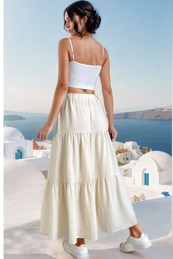 Beige_Viscose_Skirt_For_Women