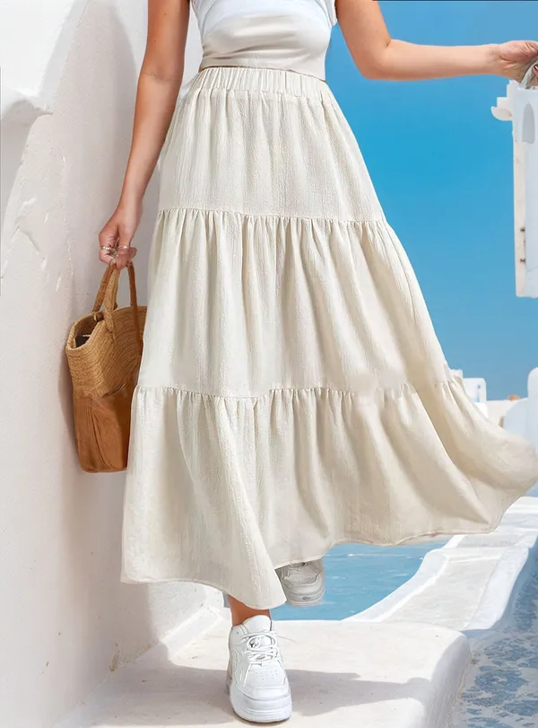 Beige_Viscose_Skirt_For_Women