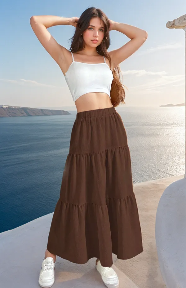 Brown_Viscose_Skirt_For_Women