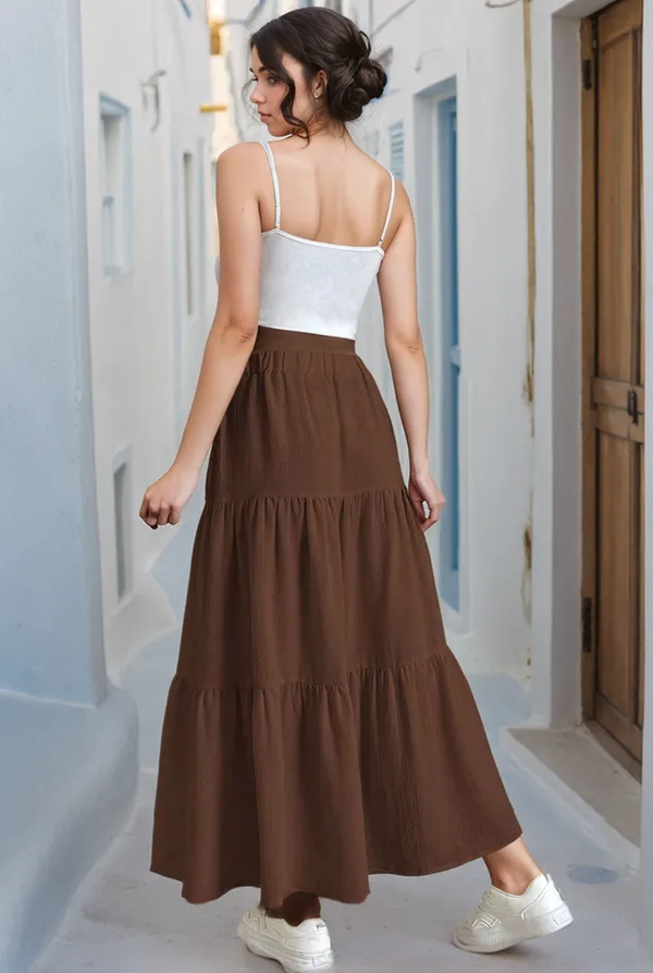 Brown_Viscose_Skirt_For_Women