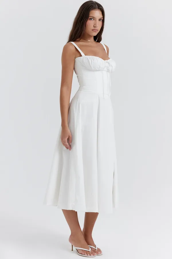 White_Polyester_Dress_For_Women