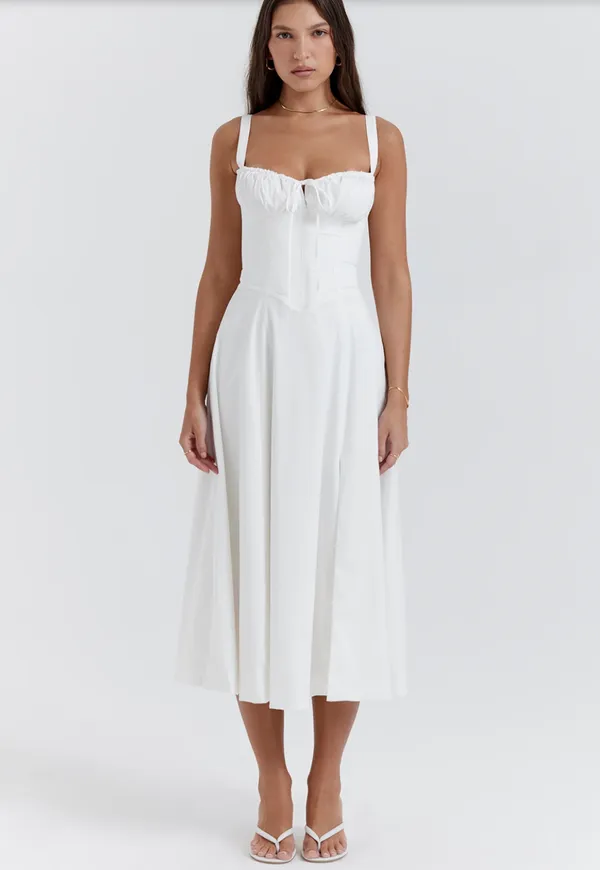 White_Polyester_Dress_For_Women