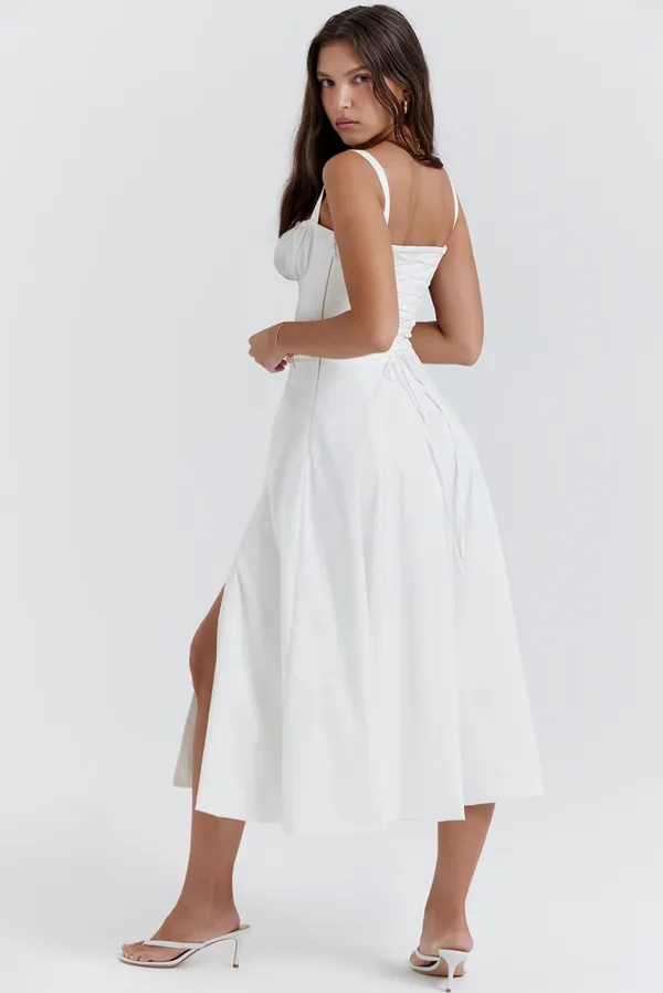 White_Polyester_Dress_For_Women