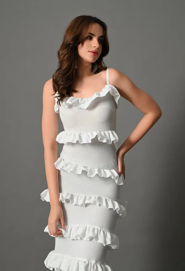 White_Polyester_Dress_For_Women