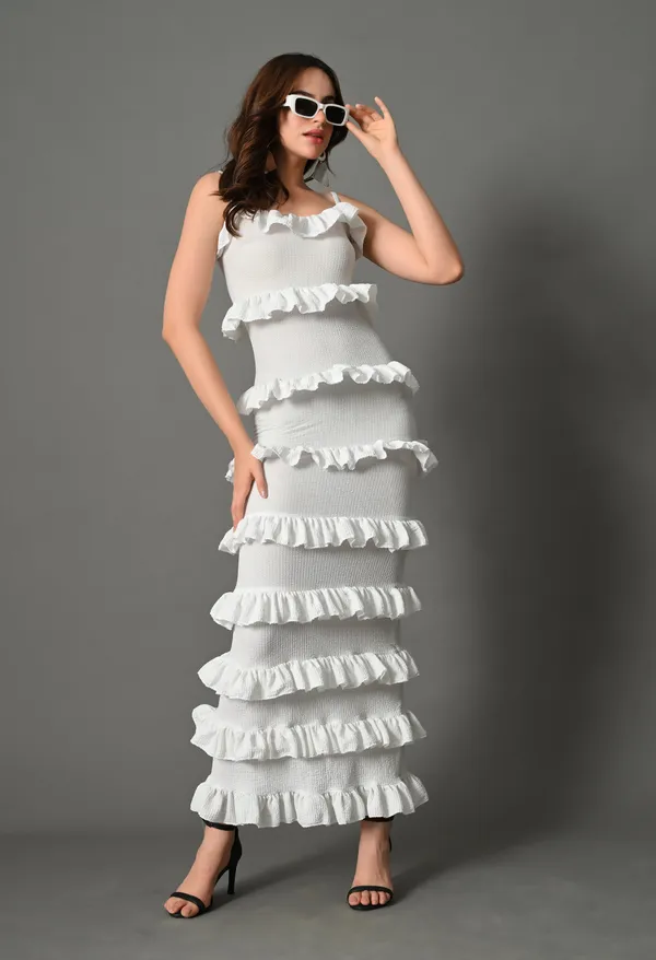 White_Polyester_Dress_For_Women