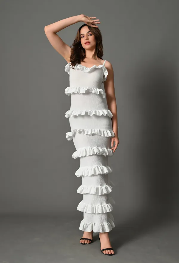 White_Polyester_Dress_For_Women