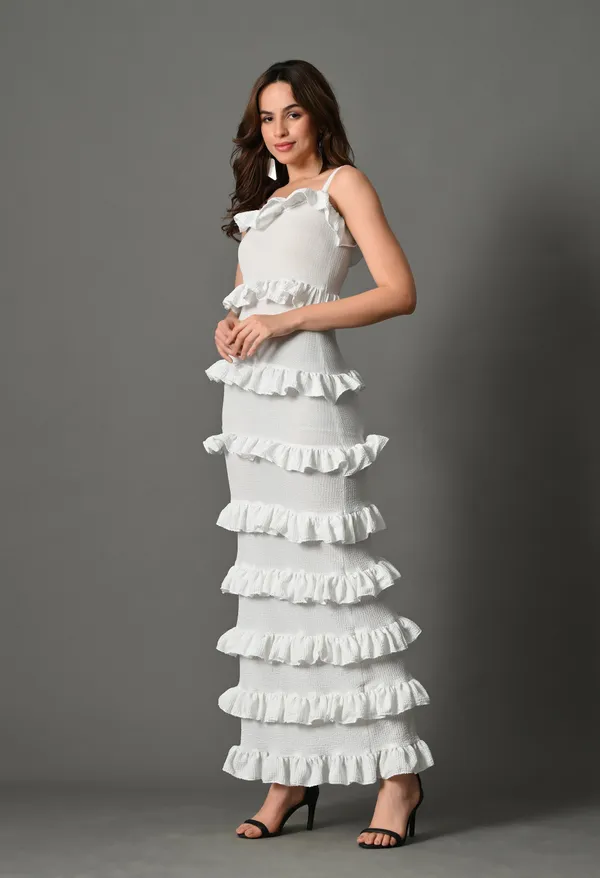 White_Polyester_Dress_For_Women