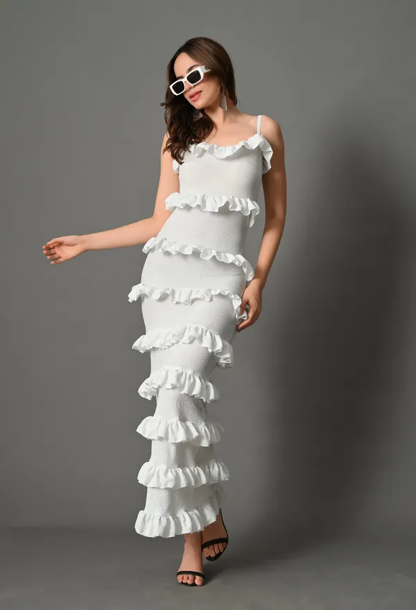 White_Polyester_Dress_For_Women