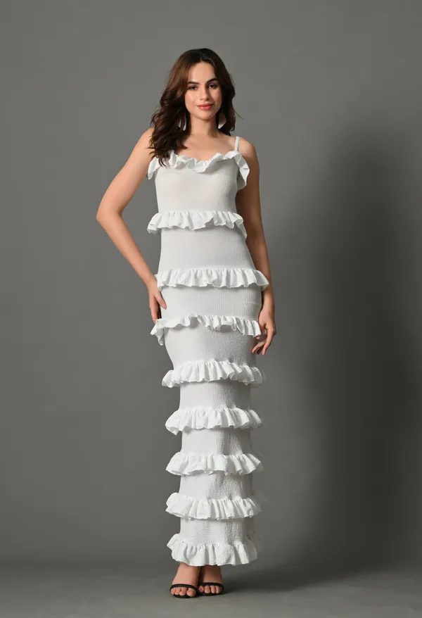 White_Polyester_Dress_For_Women