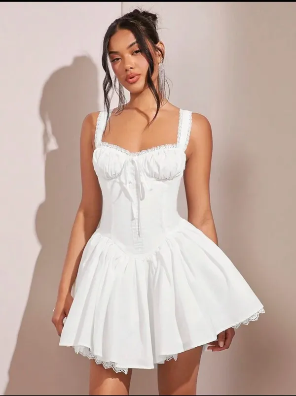 White_Polyester_Dress_For_Women