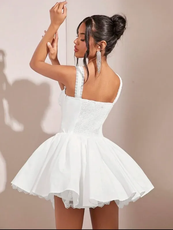 White_Polyester_Dress_For_Women