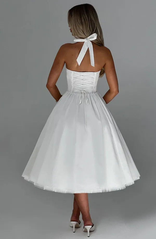 White_Polyester_Dress_For_Women