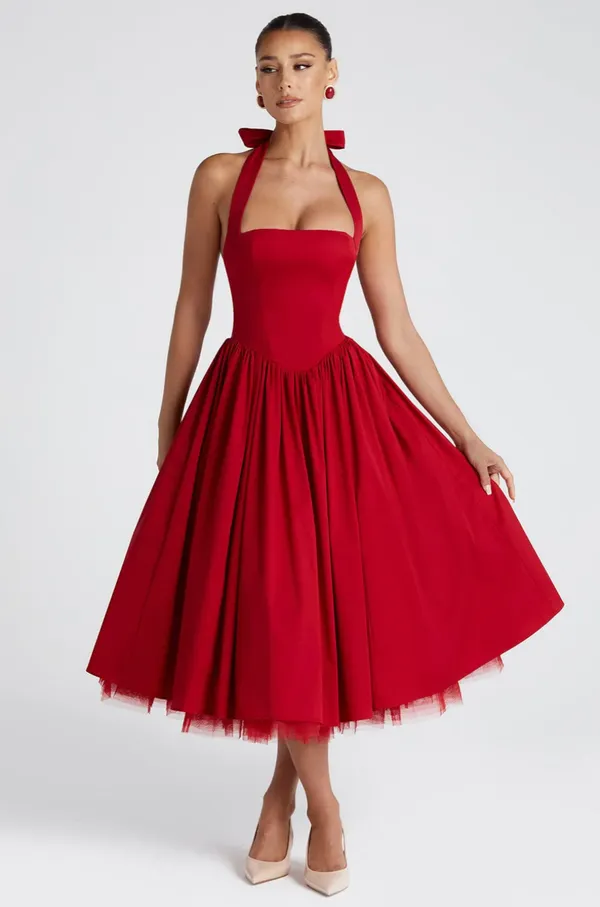 Red_Polyester_Dress_For_Women