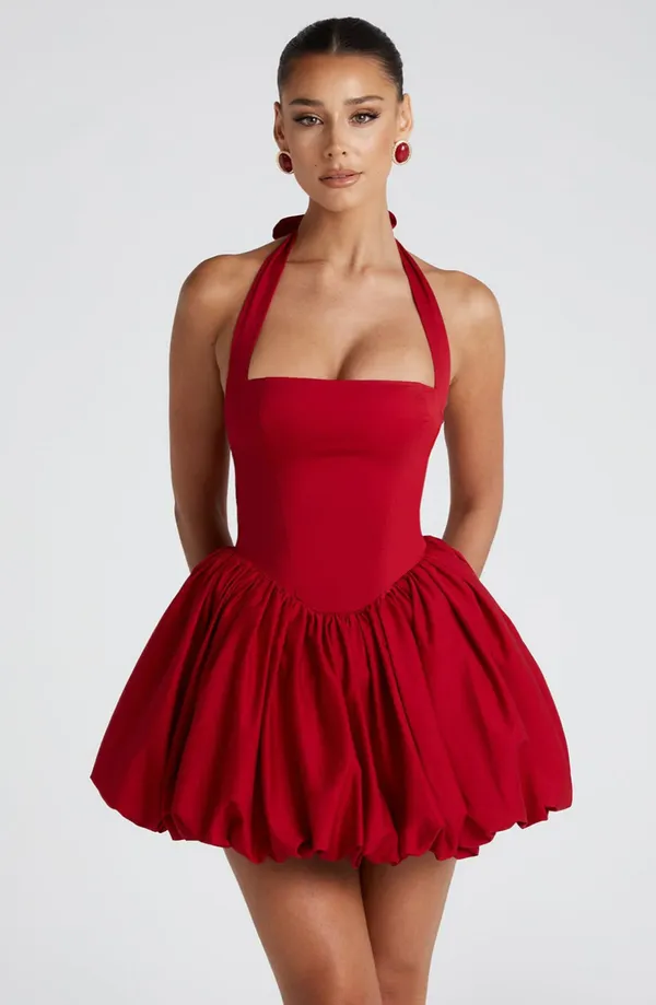 Red_Polyester_Dress_For_Women