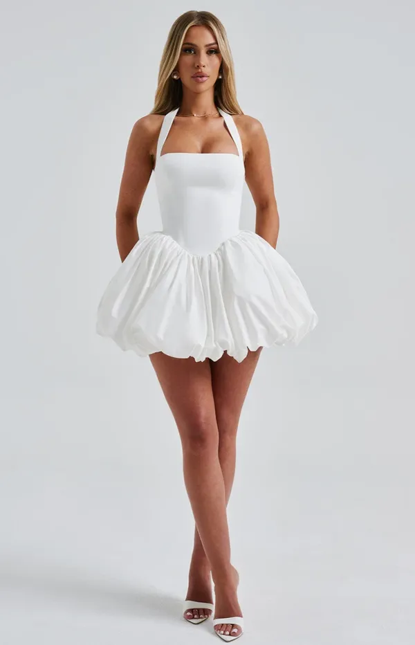 White_Polyester_Dress_For_Women