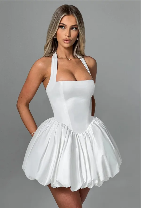 White_Polyester_Dress_For_Women