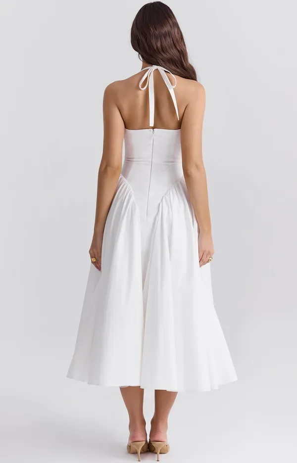 White_Polyester_Dress_For_Women