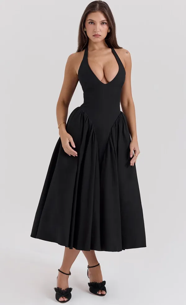 Black_Polyester_Dress_For_Women