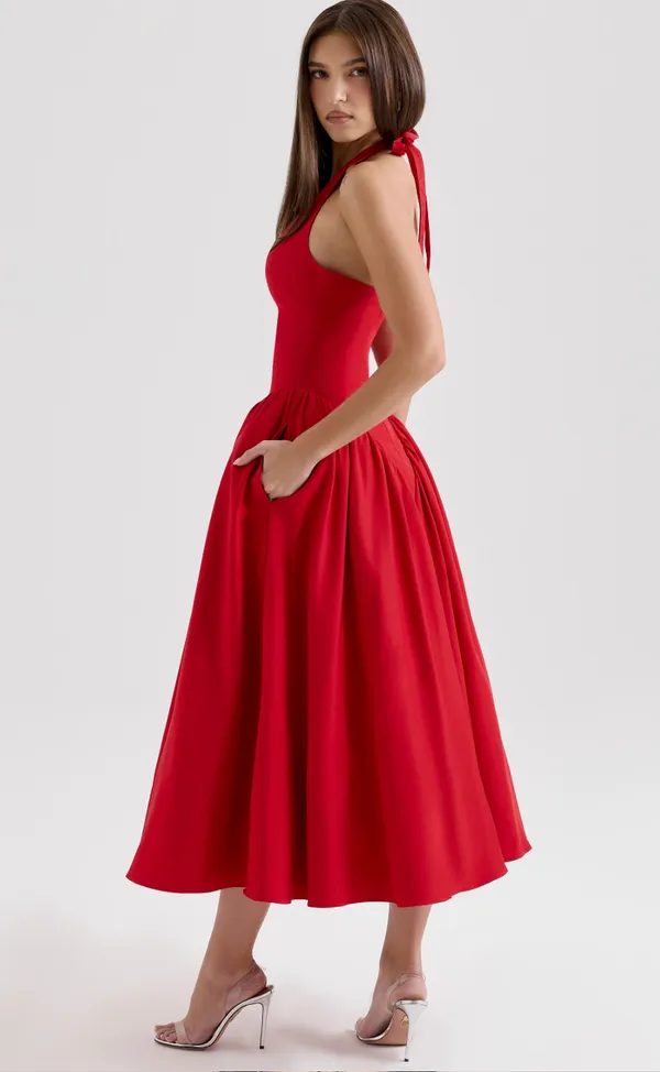 Red_Polyester_Dress_For_Women