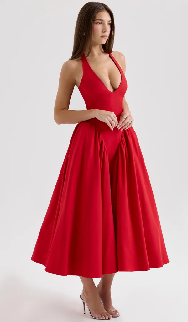 Red_Polyester_Dress_For_Women