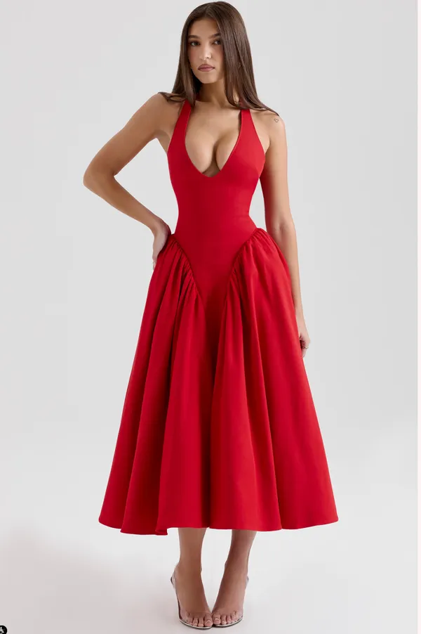 Red_Polyester_Dress_For_Women