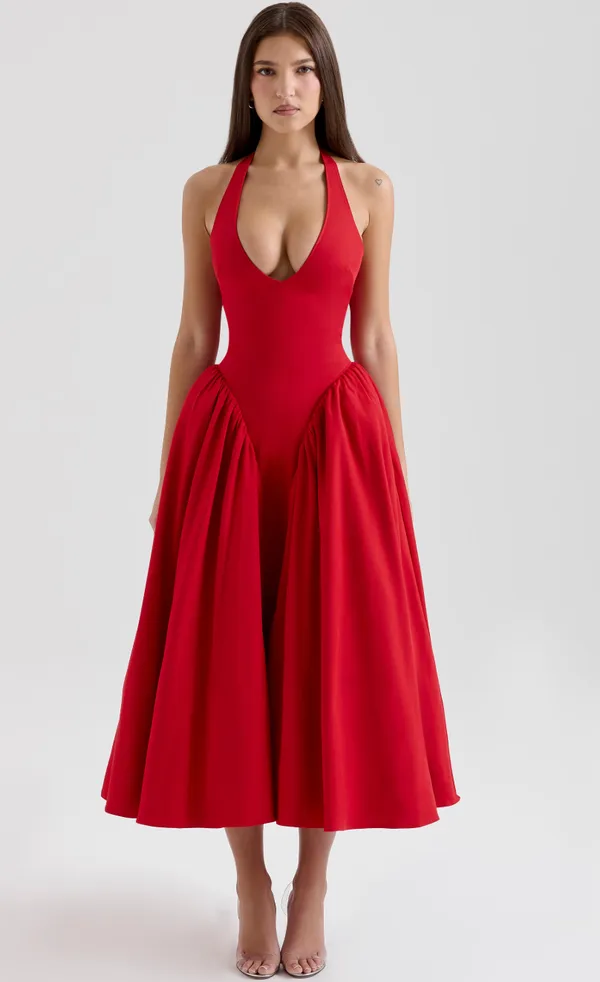 Red_Polyester_Dress_For_Women