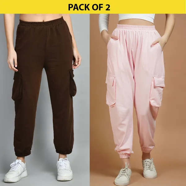 Brown_&_Pink_Cotton_Joggers_For_Women