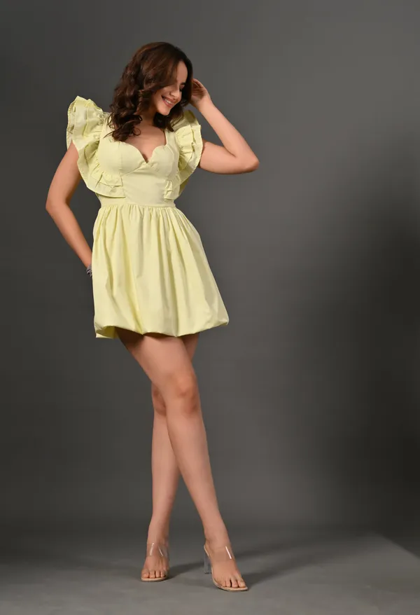 Yellow_Polyester_Dress_For_Women