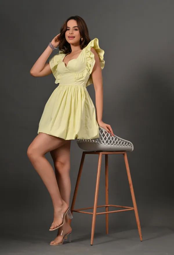 Yellow_Polyester_Dress_For_Women
