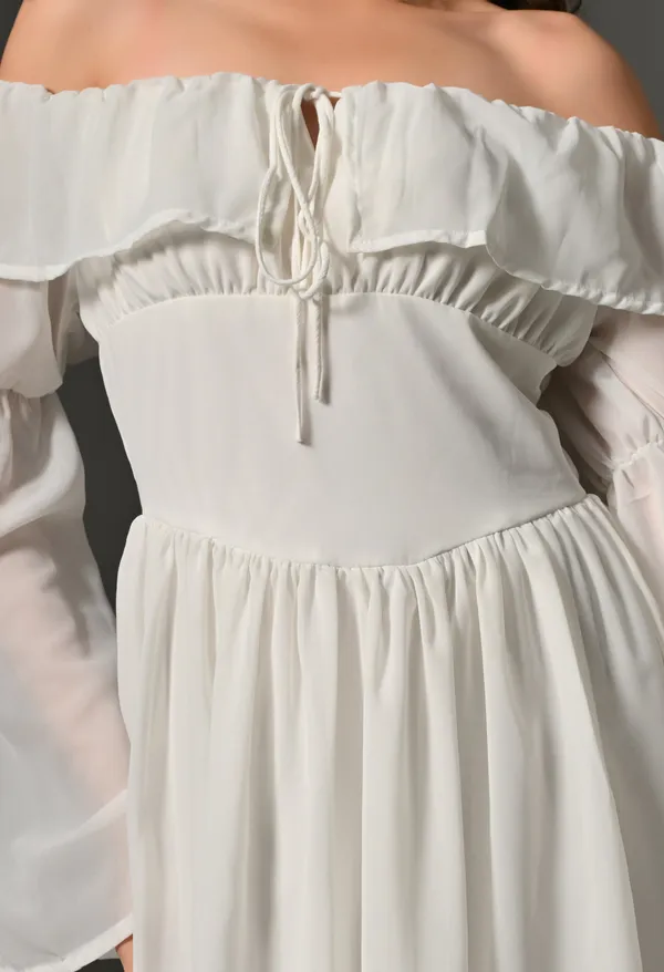 White_Polyester_Dress_For_Women