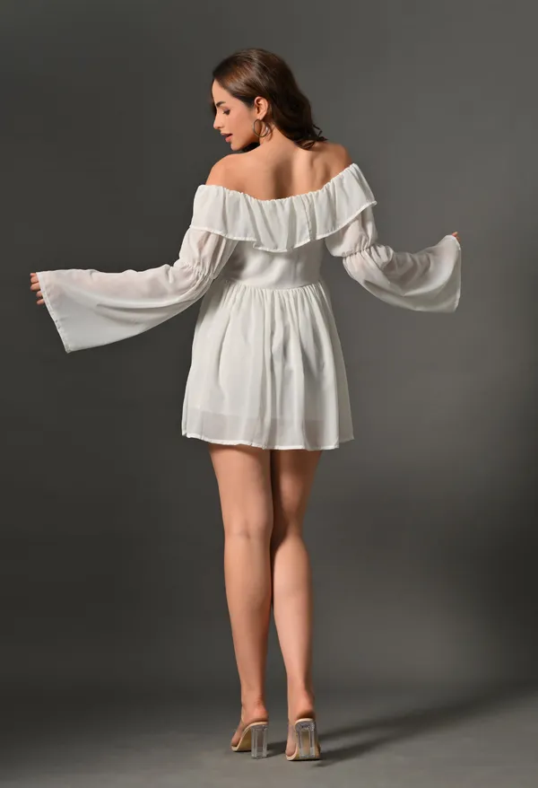 White_Polyester_Dress_For_Women