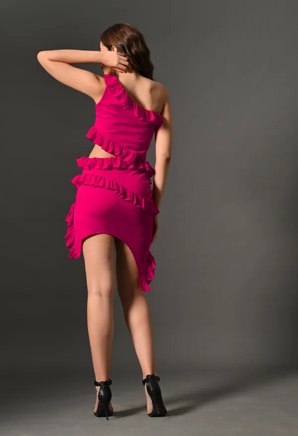 Fuchsia_Polyester_Dress_For_Women