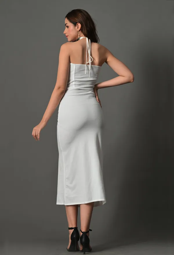 White_Polyester_Dress_For_Women