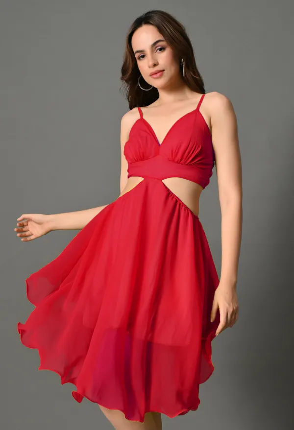 Coral_Polyester_Dress_For_Women