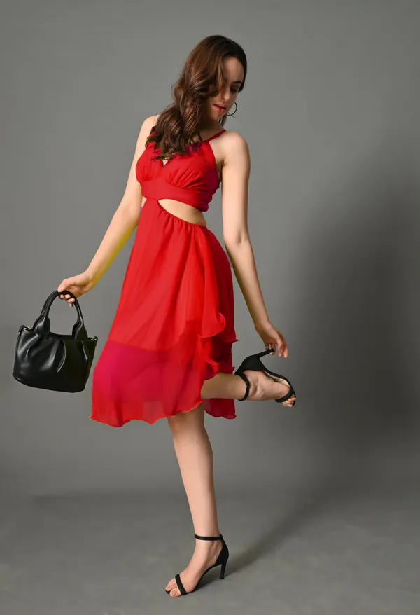 Coral_Polyester_Dress_For_Women